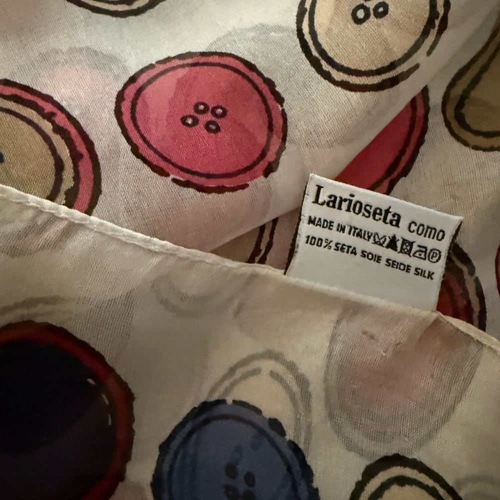 Moschino Multicolor Button Pattern Scarf. 100% Si… - image 6